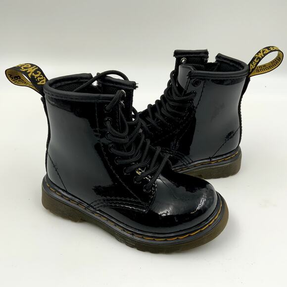 Dr. Martens Other - Dr. Martens 1460 T Pascal Patent Leather Black Mash-Up Combat Boots. US Size 7.